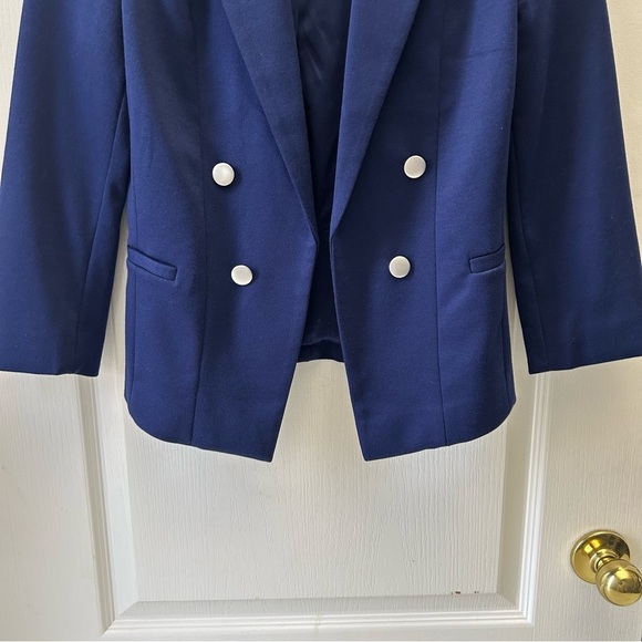 Ricki’s Blazer Slim Fit Cropped Ponte Knit Open Front 3/4 Sleeves Blue Size XS - Picture 5 of 16